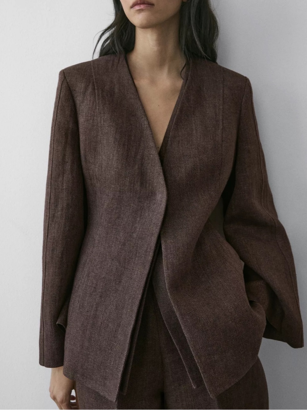 Massimo Dutti NWT 100% LINEN LAPELLESS BLAZER 6036/679
